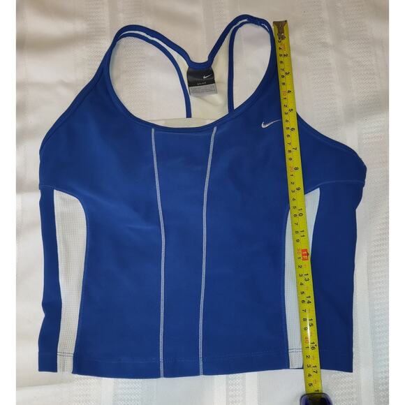 Nike Dri Fit Activewear Top BLUE & WHITE Back Reflectors Pockets Women's L 12-14 - Picture 14 of 15